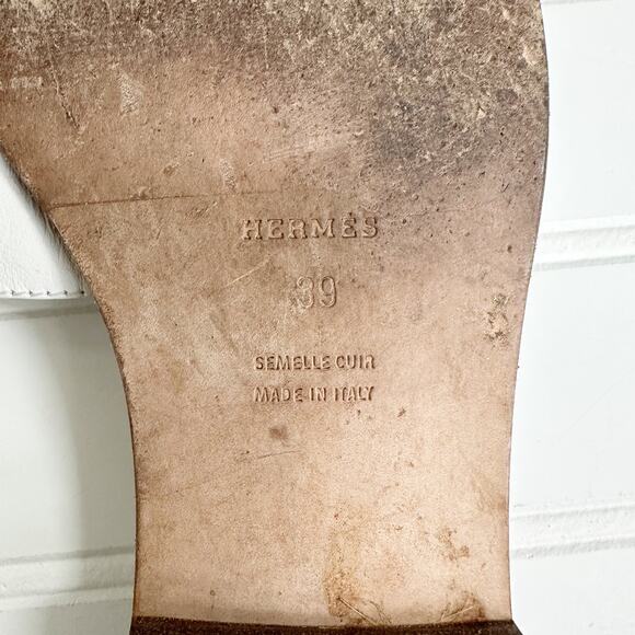 Hermès Oran Sandals White Leather H Cut Slides Flats 39 Designer Summer Shoes - Picture 6 of 8